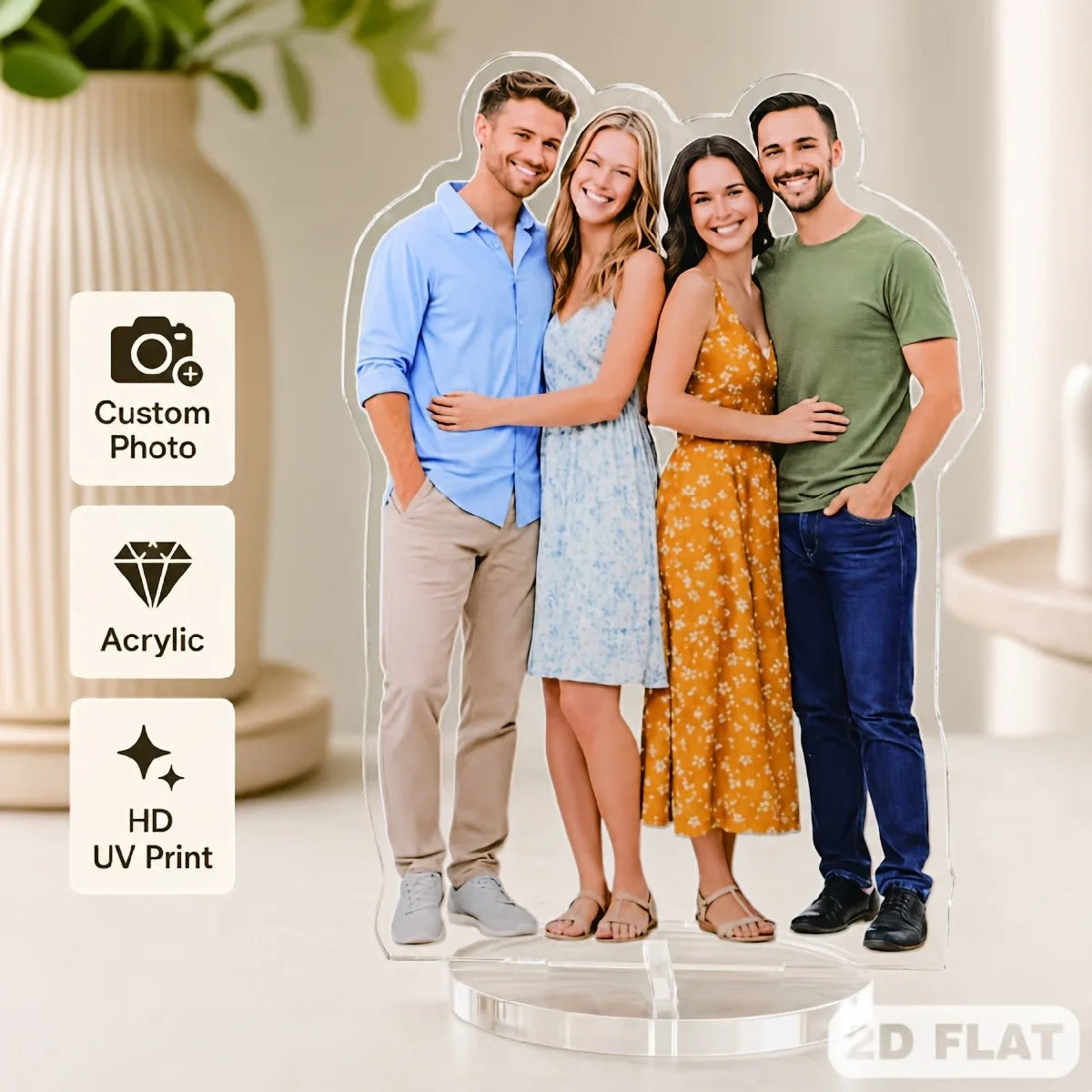 מעמד תצוגה אקרילי דקורטיבי, דו-ממדי, שטוח ופרקטי, קישוטי פסלים, התאמה אישית של תמונות