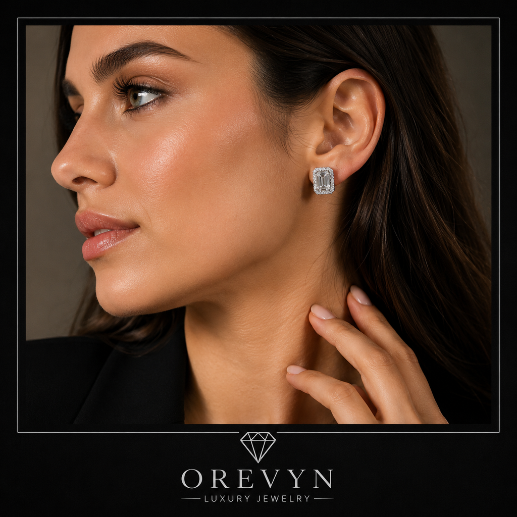 OREVYN CÉLIA – עגילי מויסנייט 1 קראט בשיבוץ הילה