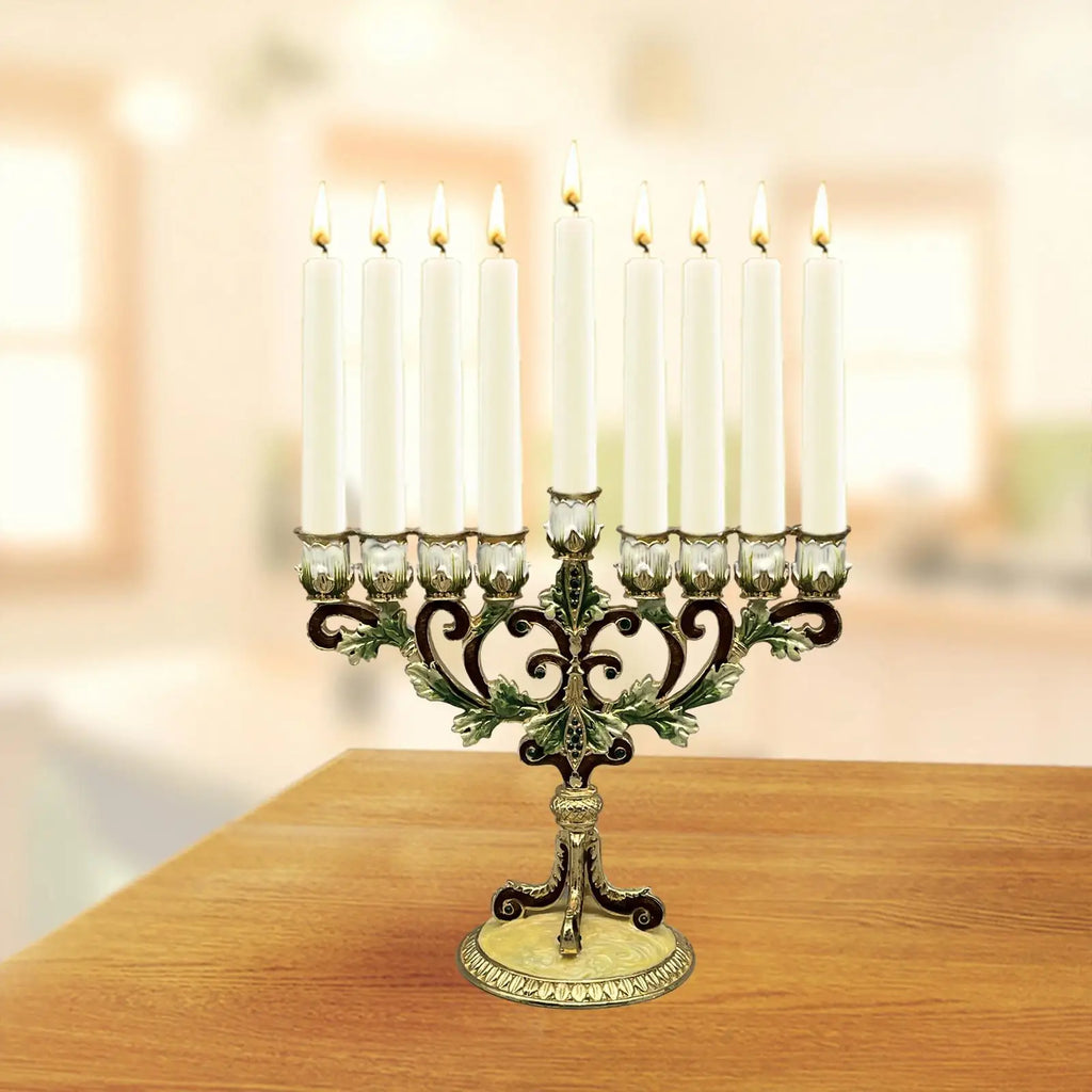 חנוכייה מצוירת בעבודת יד – 9 קנים