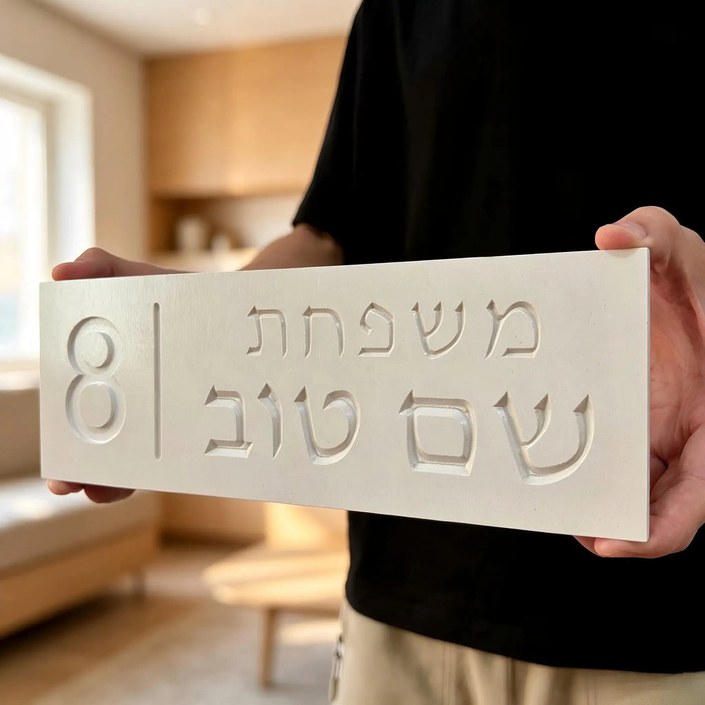 שלט כניסה עם שם משפחה ומספר בית