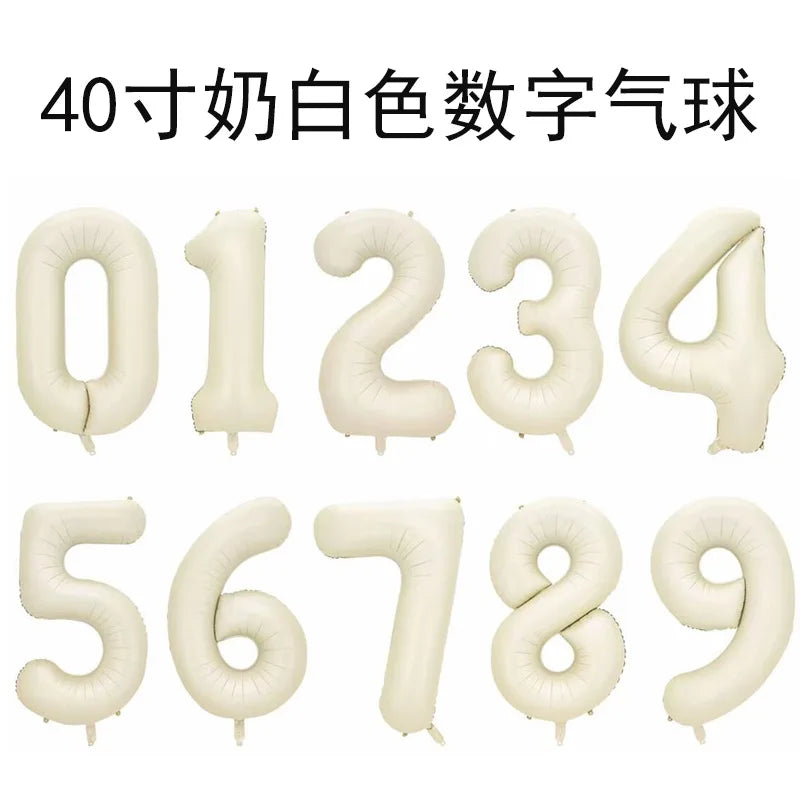 בלון מספר ענק בגווני שמנת, קרמל ולבן