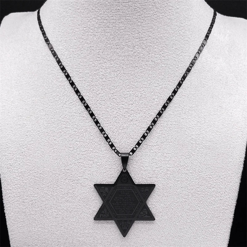 שרשרת מגן דוד עם ירושלים וחי מנירוסטה