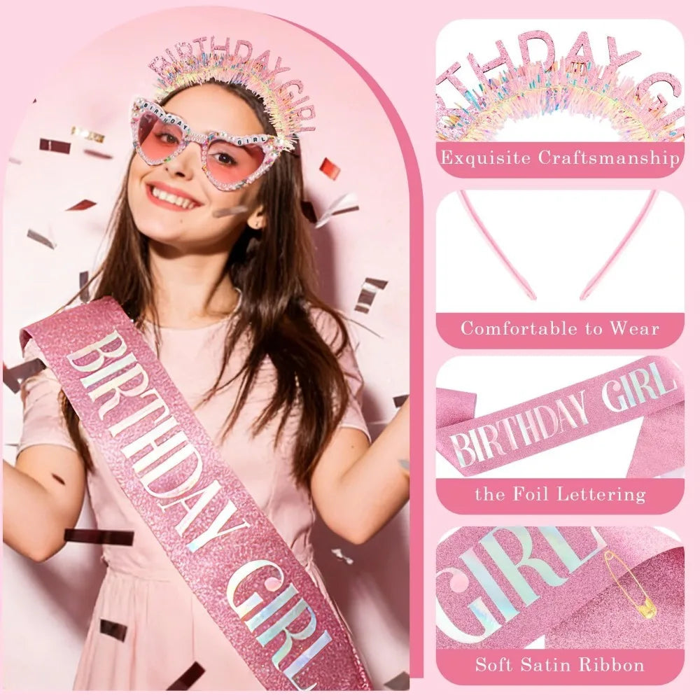 סט Birthday Girl – קשת נוצצת, סרט ומשקפיים