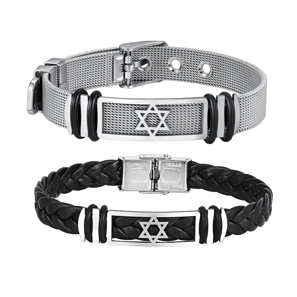 צמיד מגן דוד מפלדת אל חלד לגברים