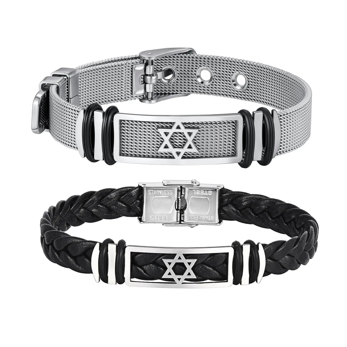צמיד מגן דוד מפלדת אל חלד לגברים