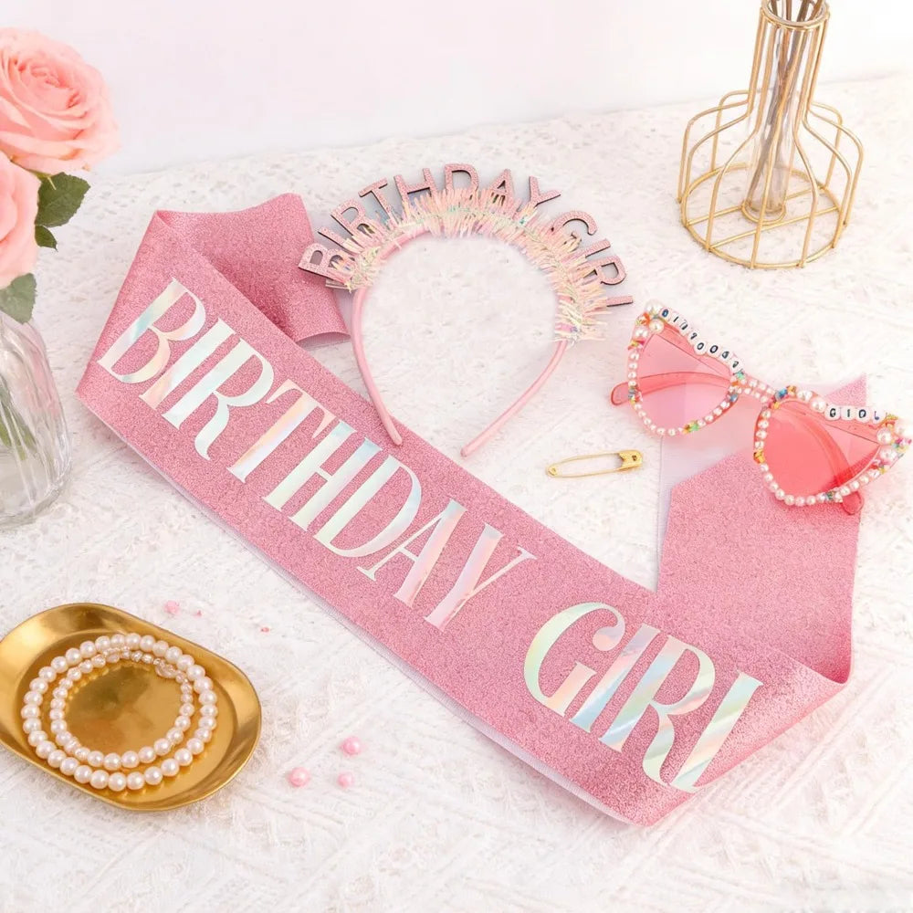 סט Birthday Girl – קשת נוצצת, סרט ומשקפיים