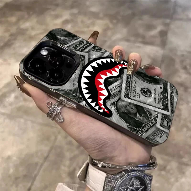 כיסוי לאייפון עם כריש ודולרים