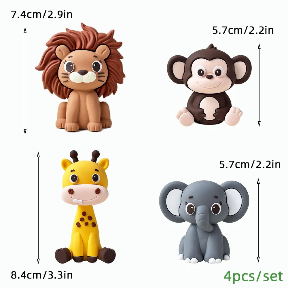 קישוטים לעוגה בנושא ספארי – אריה, פיל וג׳ירפה