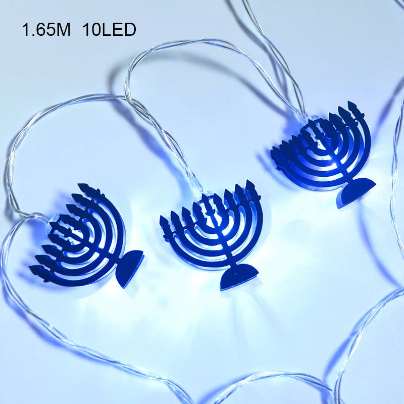 שרשרת 10 נורות לד בצורת מגן דוד לחנוכה