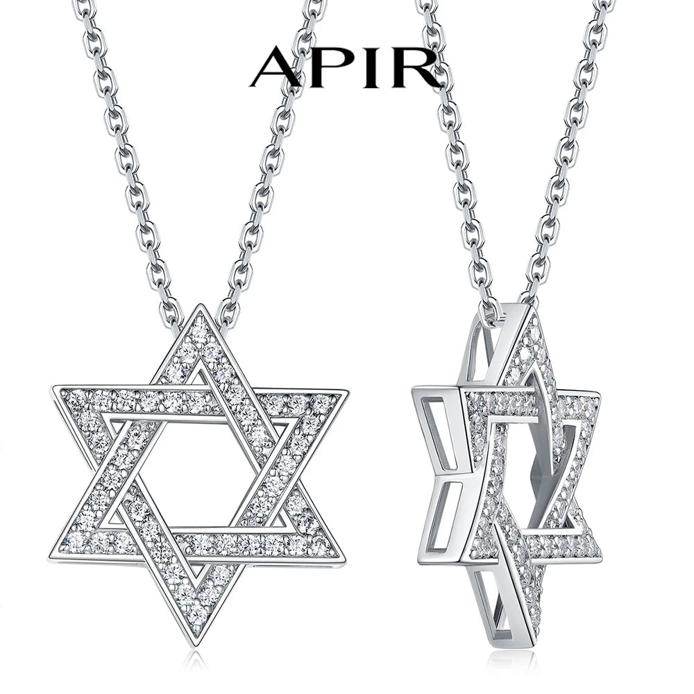 תליון מגן דוד משובץ מואסניט מכסף 925