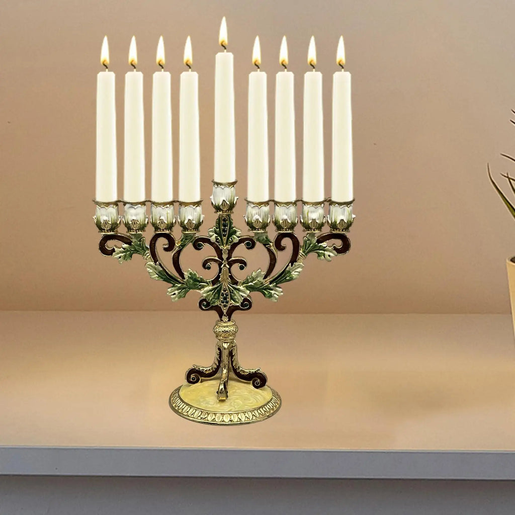חנוכייה מצוירת בעבודת יד – 9 קנים