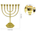 פמוט מנורת 7 קנים בית המקדש ירושלים 12 שבטי ישראל מנורה 17/13 ס"מ גובה פמוט חנוכה עתיק