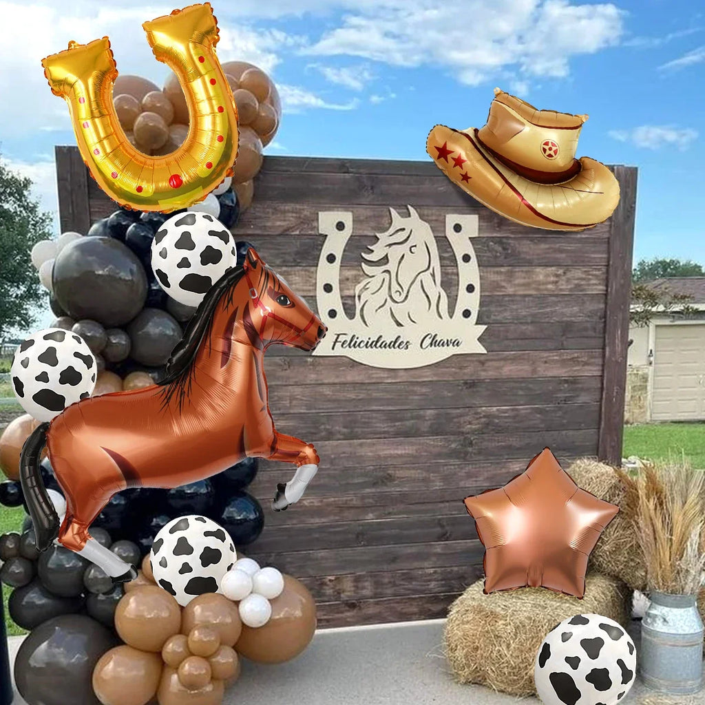 סט 9 בלוני פויל בנושא סוסים וקאובוי