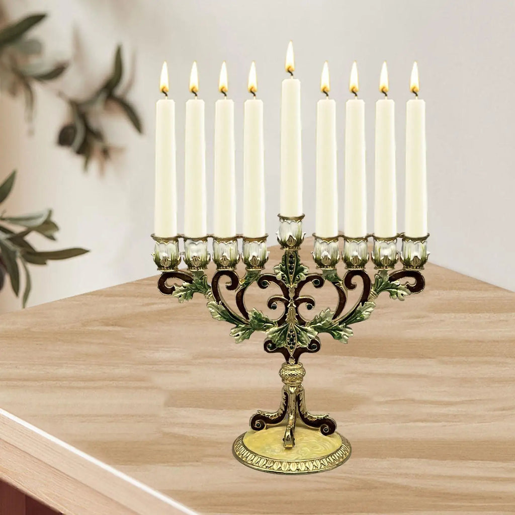חנוכייה מצוירת בעבודת יד – 9 קנים