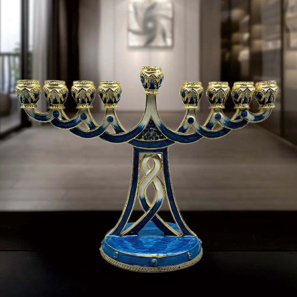 חנוכיית מתכת וינטג׳ לשולחן – 9 קנים
