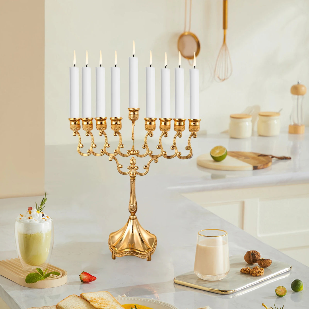 פמוט עם זרועות מחזיק נרות מנורת חנוכה למסיבת יום נישואין חתונה אירוע עיצוב הבית