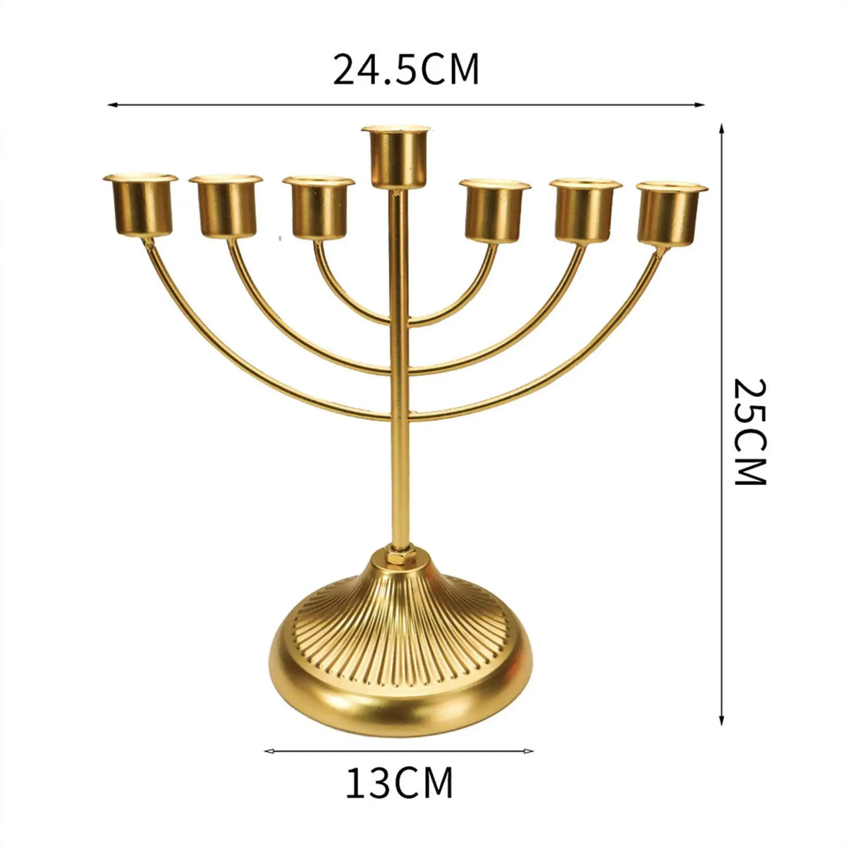 חנוכיית זהב דקורטיבית עם בסיס רחב – 9 קנים