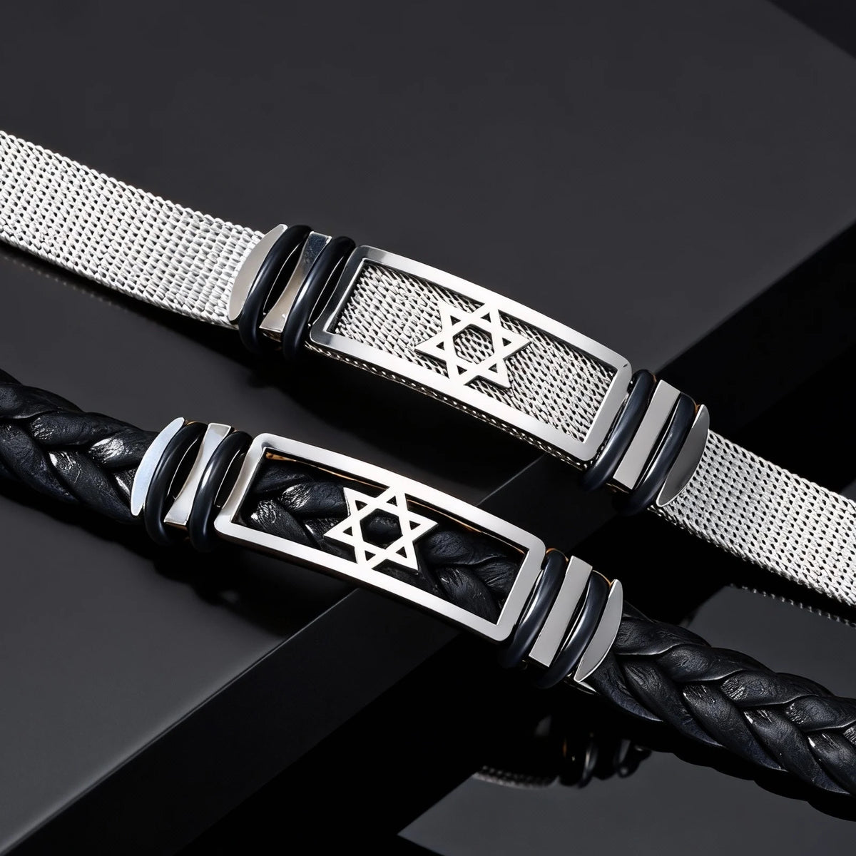 צמיד מגן דוד מפלדת אל חלד לגברים