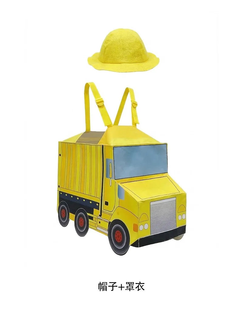 תחפושת רכב משטרה, רכב בנייה, אמבולנס או כבאית לילדים, מתאים למסיבת הלילווין, לגן או להופעה.