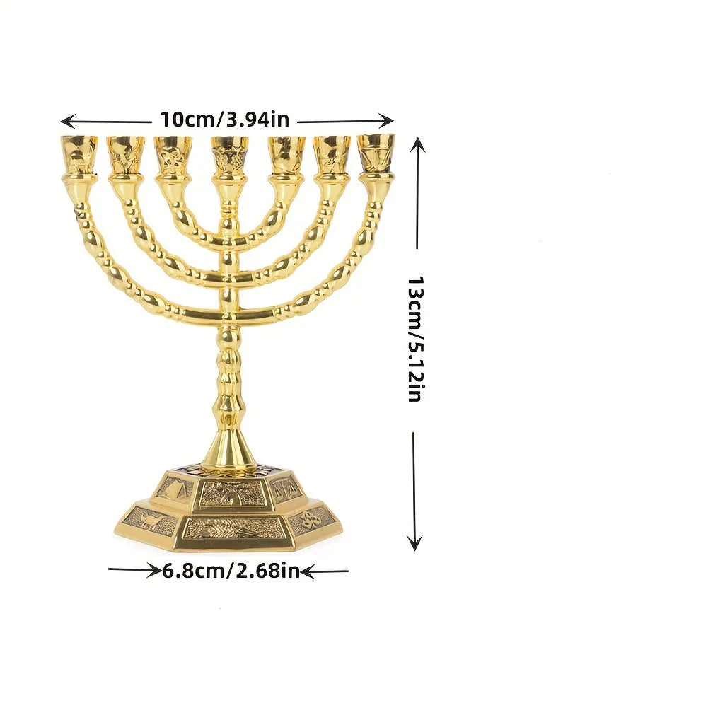 מנורת 12 שבטי ישראל, בית המקדש בירושלים 7 קנים פמוט יהודי זהב