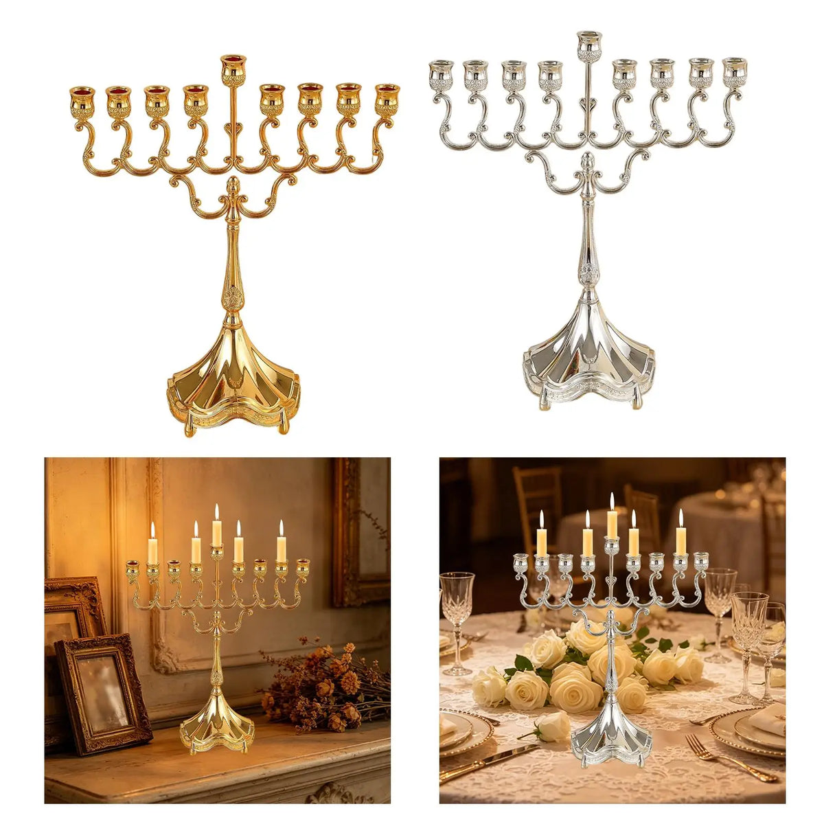 חנוכייה ממתכת בסגנון אירופאי