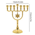 1 יחידה מנורת 7 קנים יהודית מזהב מסגסוגת אבץ פמוט עם מגן דוד מחזיק נרות דתי לחנוכה עיצוב הבית