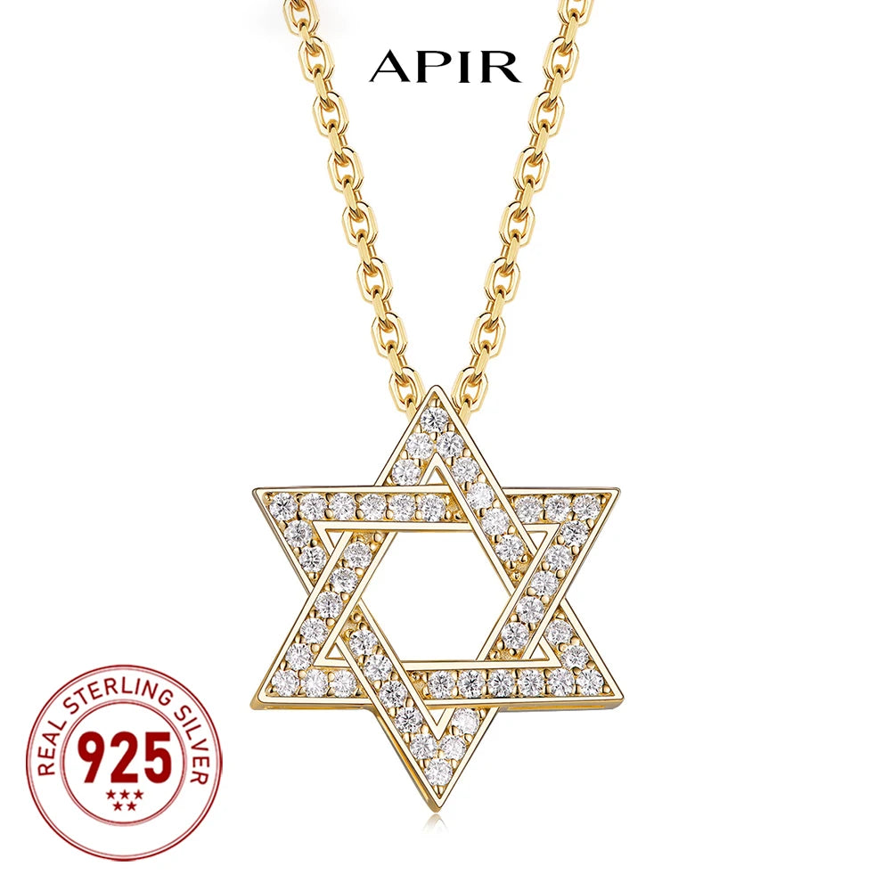 תליון מגן דוד משובץ מואסניט מכסף 925