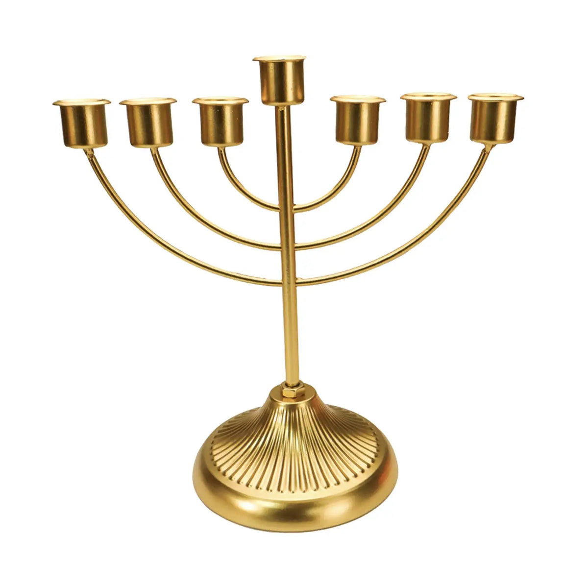 חנוכיית זהב דקורטיבית עם בסיס רחב – 9 קנים