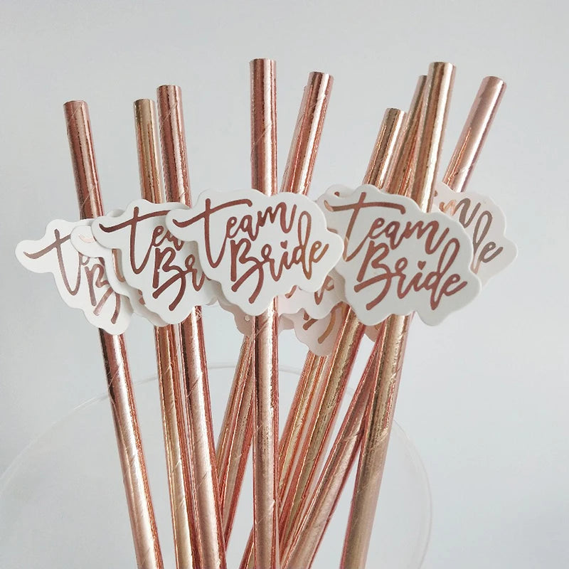 קשיות נייר Team Bride בצבע רוז גולד