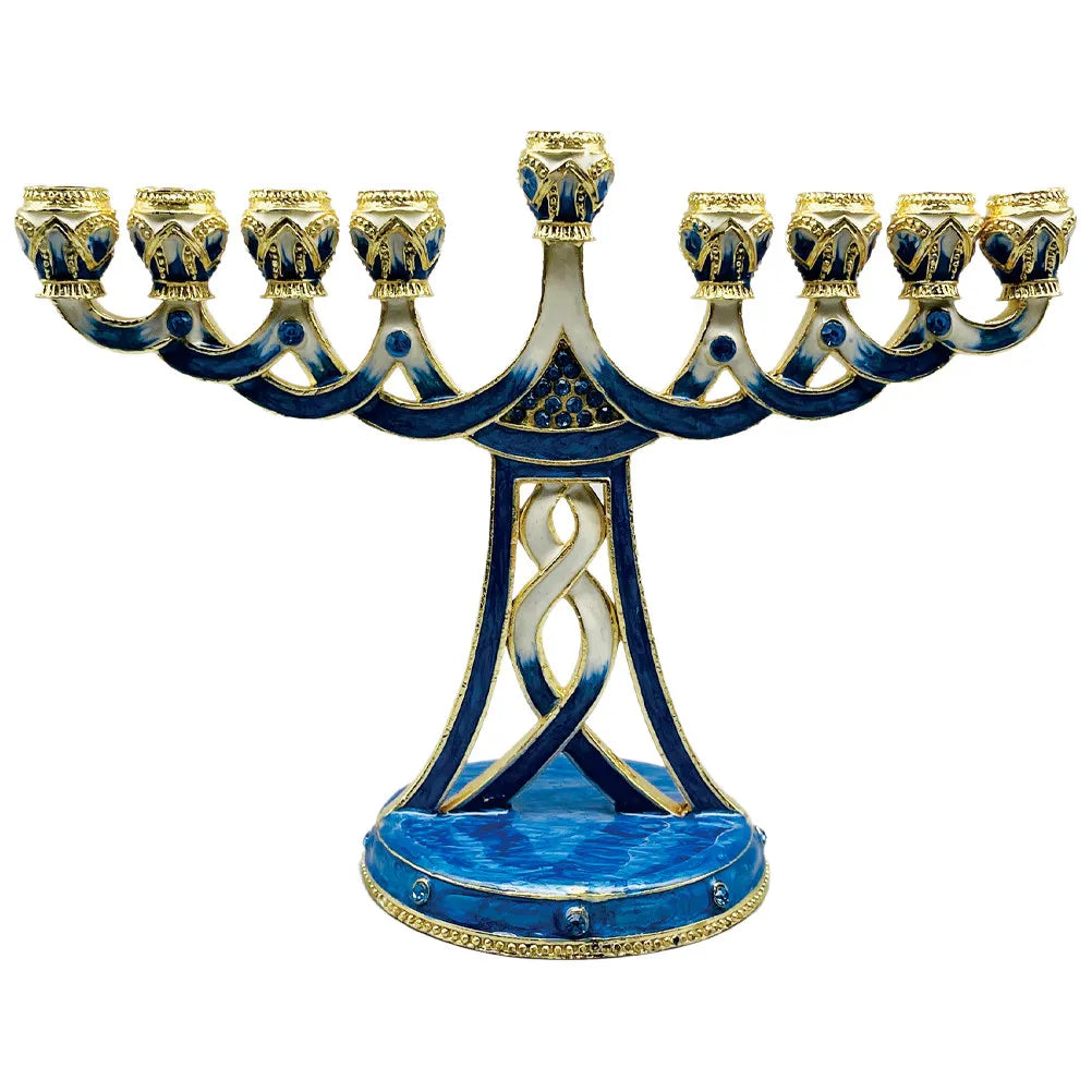 חנוכיית מתכת וינטג׳ לשולחן – 9 קנים