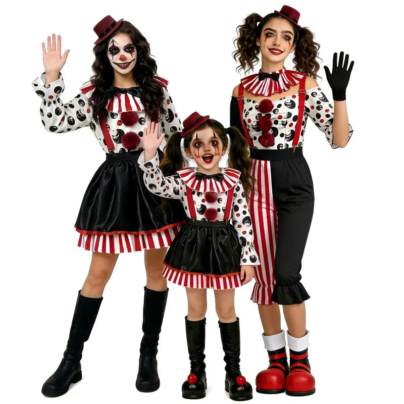 תחפושת ליצן מנוקד להאלווין למבוגרים ולילדים, סט הכולל שלייקס וחצאית, לקוספליי, הופעות במה, משחקי תפקידים, מסיבות קרקס ותחפושת ליצן חצר