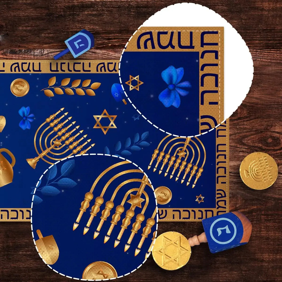 ראנר חגיגי לשולחן בעיצוב חנוכה