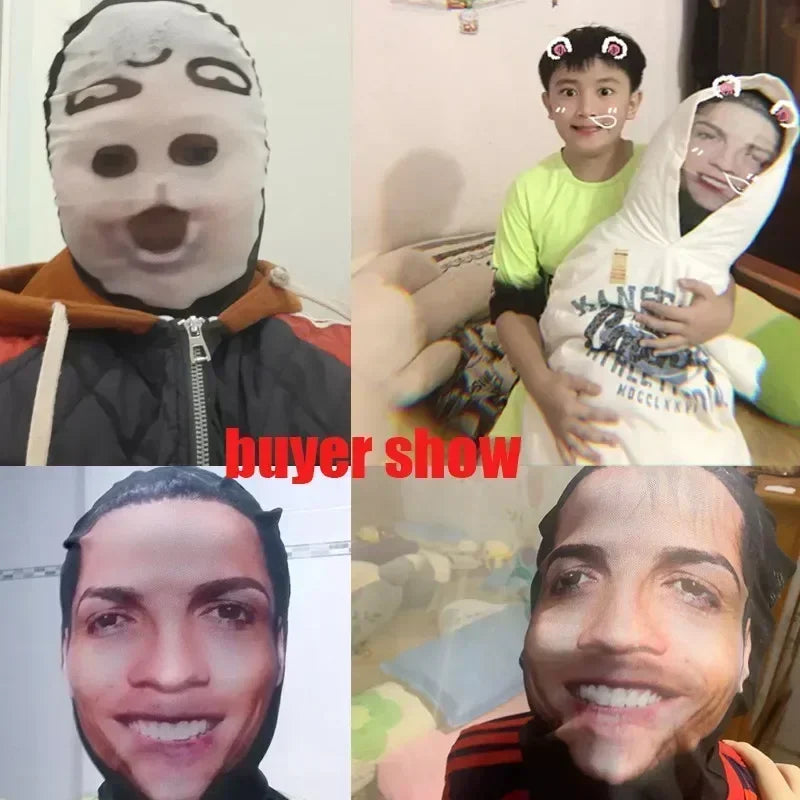 מסכת סלבריטי תלת-ממדית מצחיקה, גמישה ומציאותית, מסכות ויזואליות לכל הפנים, מסיכת באלקלבה לקוספליי, אביזרי מסיבת ליל כל הקדושים, כיסויי ראש