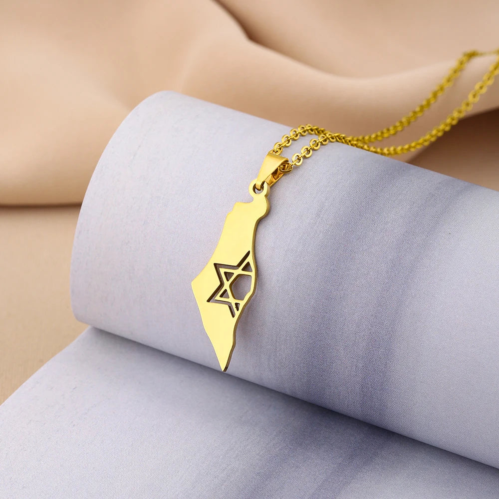 שרשרת מגן דוד מנירוסטה עם אבני זירקון