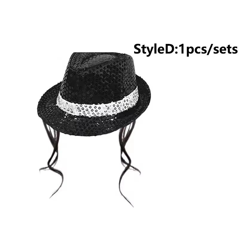 Набор аксессуаров для костюма Майкла Джексона — шляпа-федора с пайетками + перчатки со стразами + очки-авиаторы, для Хэллоуина, косплея и вечеринок