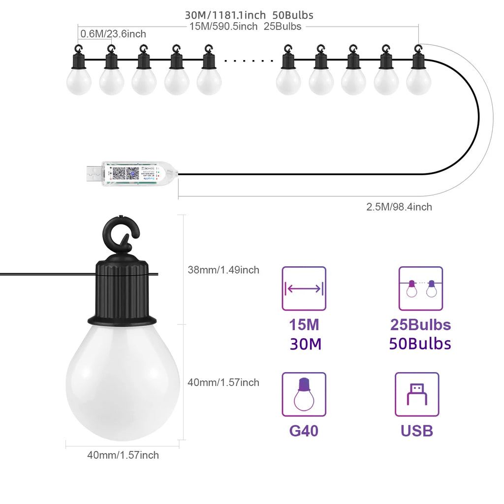 שרשרת נורות LED חכמה G40