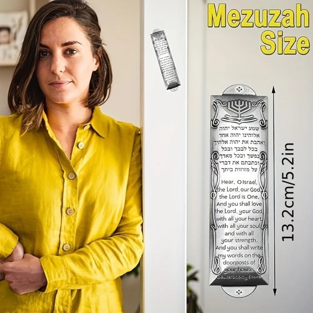 מזוזת וינטג' מבורכת קישוט מתכת לבית צלחת נוי נוצרית קישוט דלת כתבי הקודש קישוט קיר