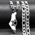 שרשרת מפת ישראל עם מגן דוד מנירוסטה