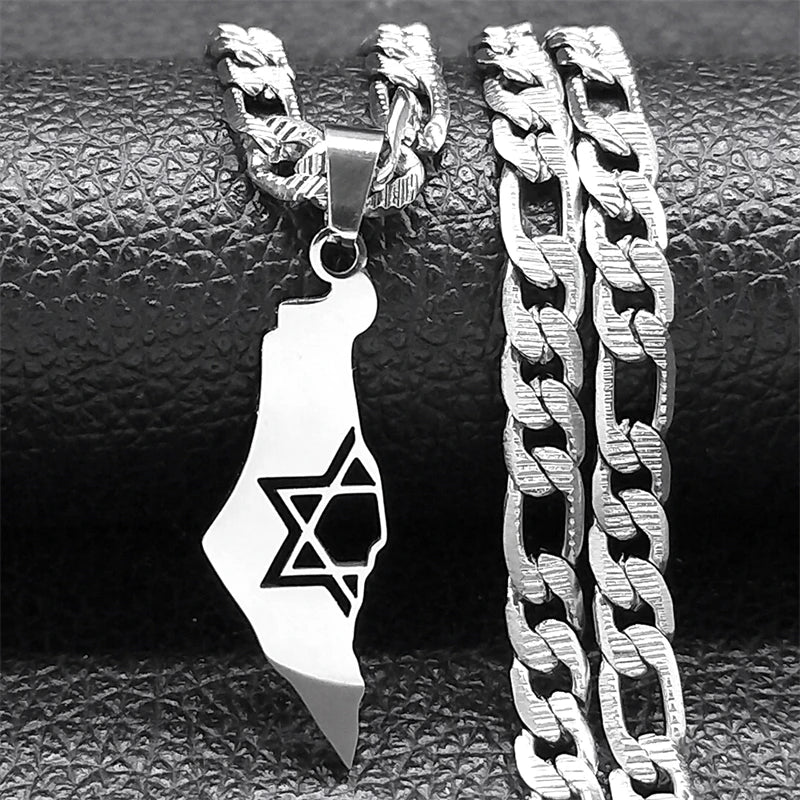 שרשרת מפת ישראל ומגן דוד מנירוסטה – 3 דגמים