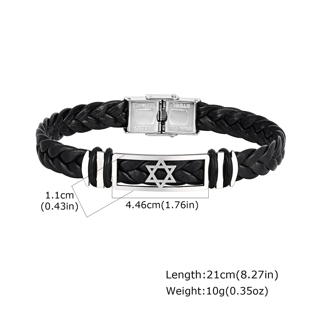 צמיד מגן דוד מפלדת אל חלד לגברים