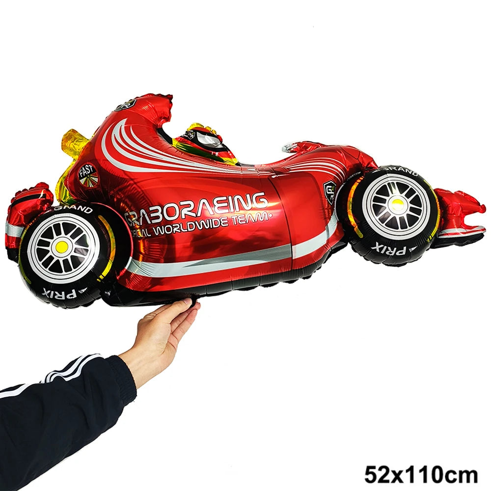 בלונים וקישוטים ליום הולדת בנושא מרוצי מכוניות