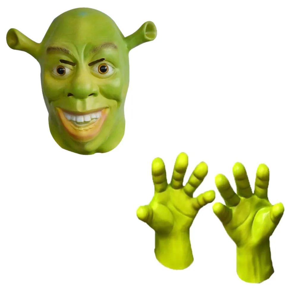 תחפושות קוספליי של המפלצת שרק, כולל מסכה, חולצה, וסט ומכנסיים לגברים, להופעות, משחקי תפקידים, ליל כל הקדושים, מסיבות קרנבל.