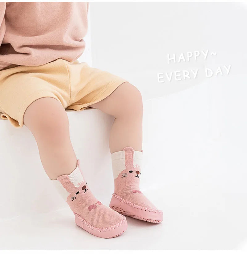 גרביים נגד החלקה עם חיות לתינוקות