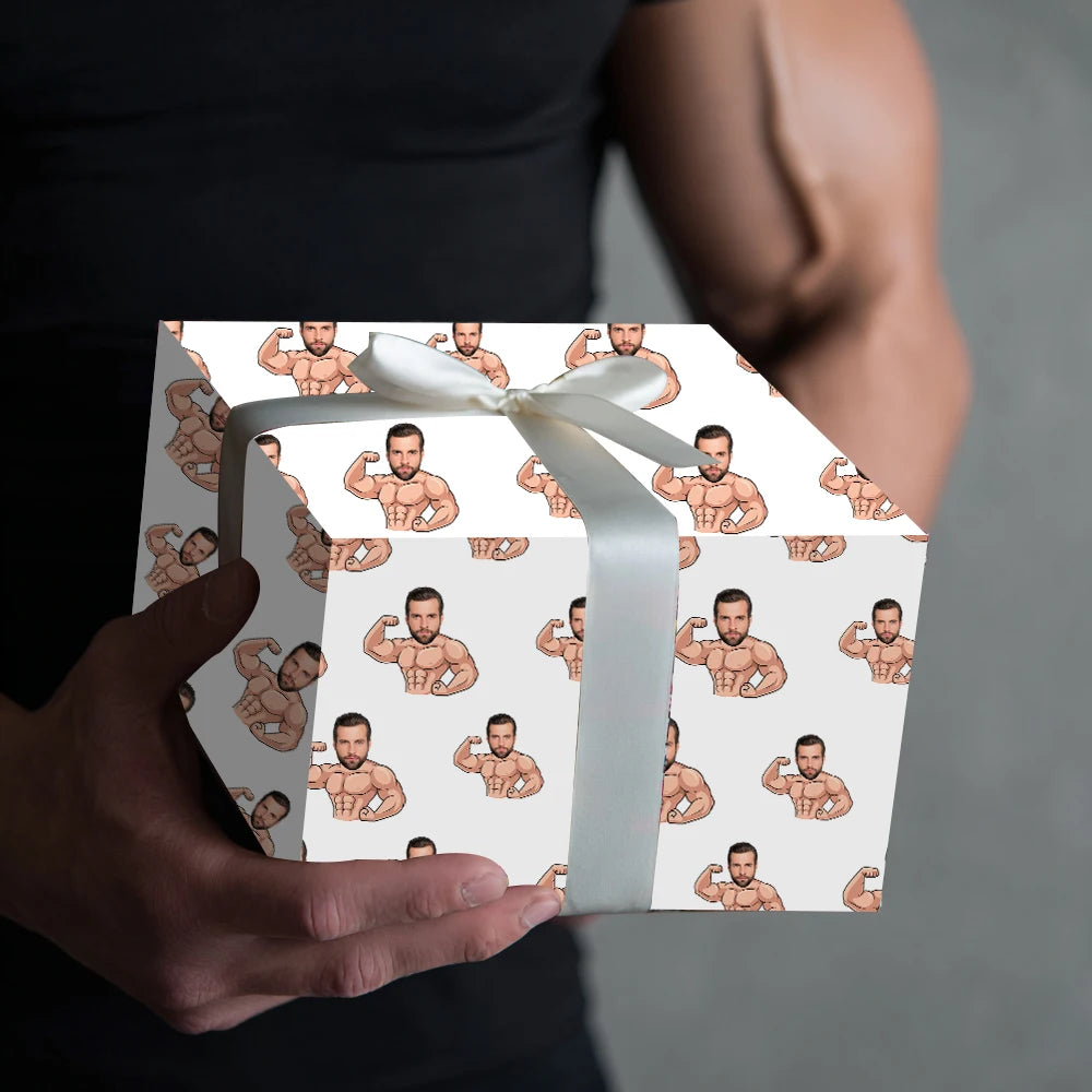 נייר עטיפה מצחיק עם פנים מתמונה אישית