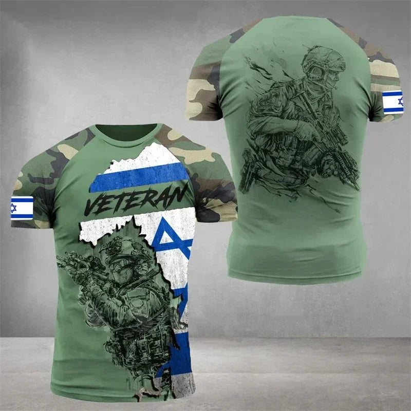 חולצת צה״ל טקטית עם דגל ישראל והדפס הסוואה