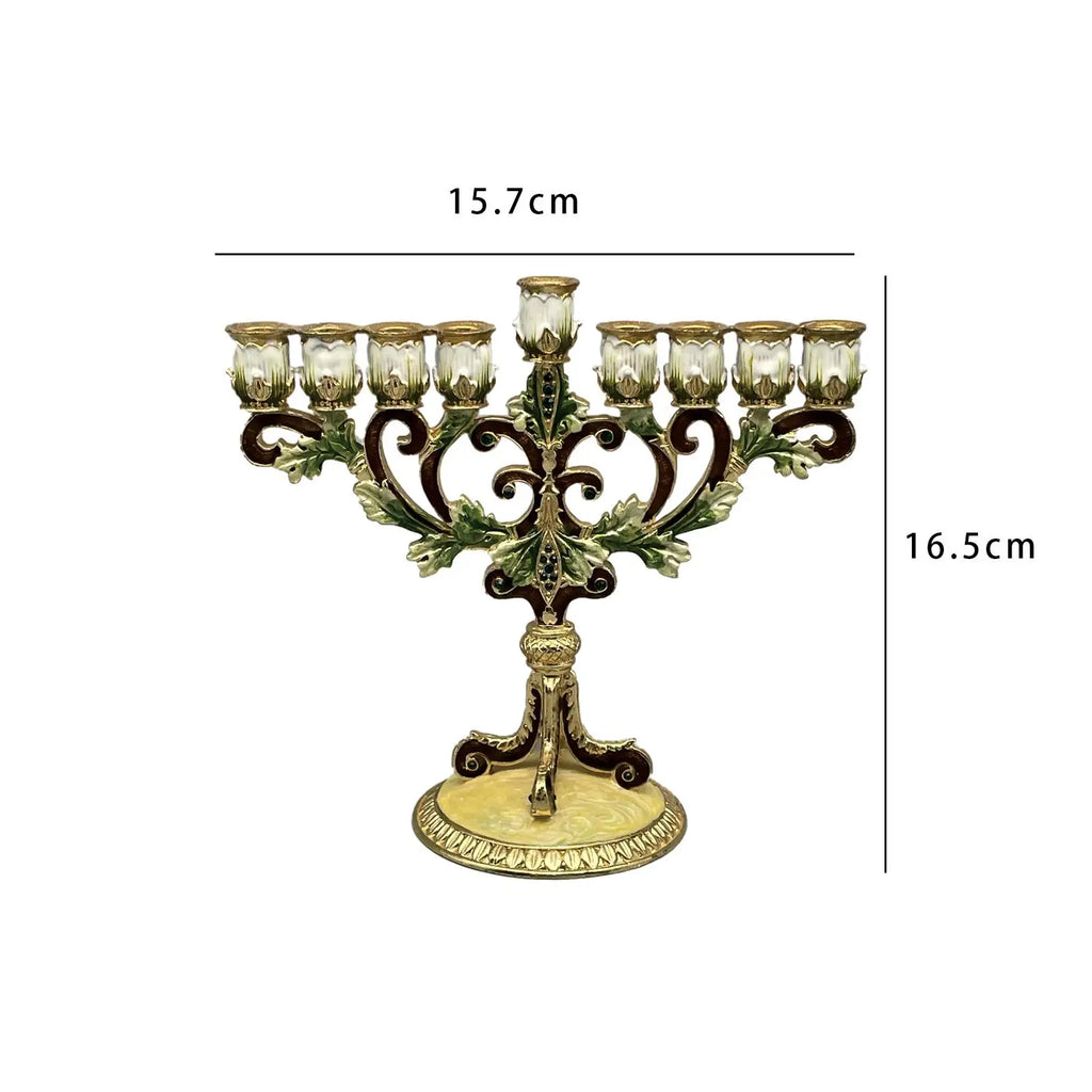 חנוכייה מצוירת בעבודת יד – 9 קנים