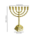 יחידה אחת של מנורת חנוכה דתית, פמוט 7 קנים מסגסוגת אבץ מוזהבת עם בסיס משושה מובלט, קישוט מזכרת לתצוגה על מזבח יהודי