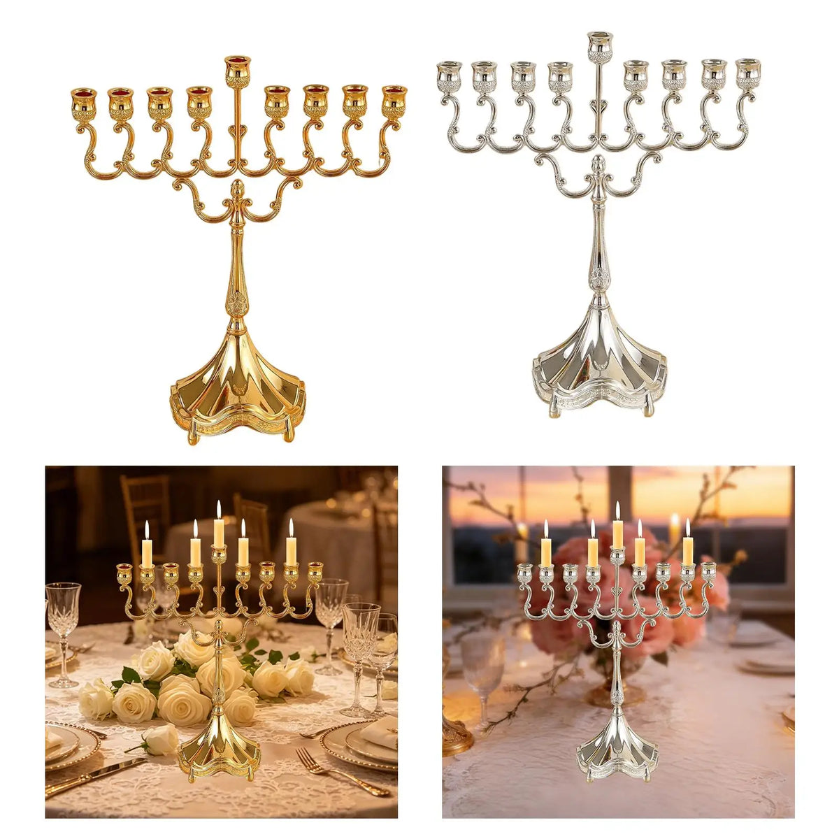 חנוכייה ממתכת בסגנון אירופאי