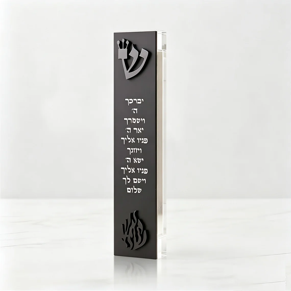 בית מזוזה מאקריליק שקוף עם ברכת כהנים