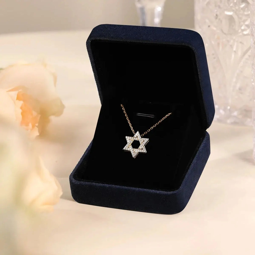 תליון מגן דוד משובץ מואסניט מכסף 925